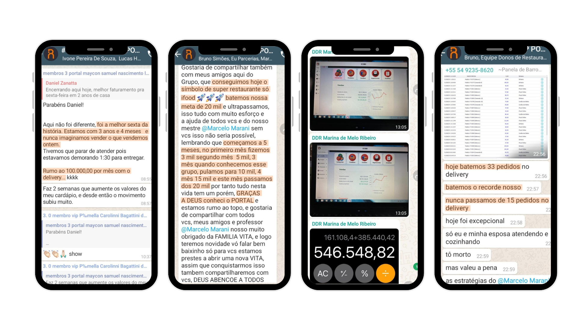 Depoimentos de clientes com resultados